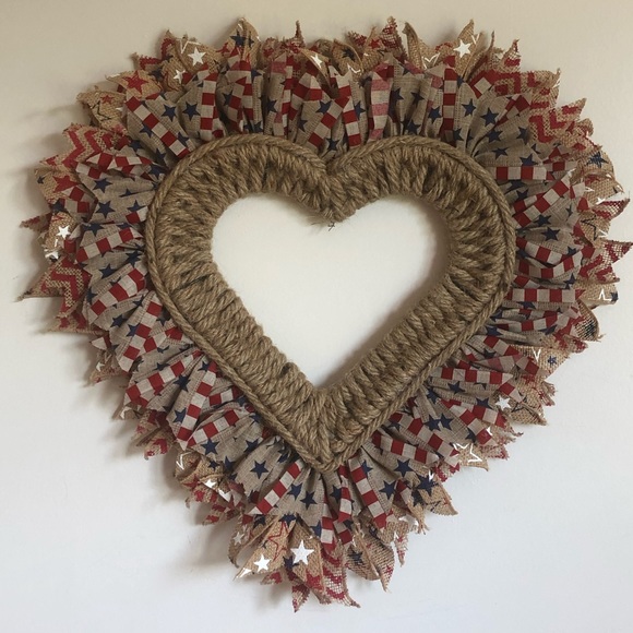 Handmade ribbon and rope wall decor/ rope wreath.